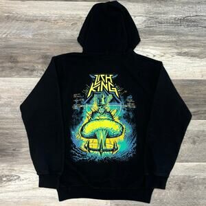 Lich King Born of the Bomb Black Green Mens S Full Zip Thrash Metal Band Hoodie